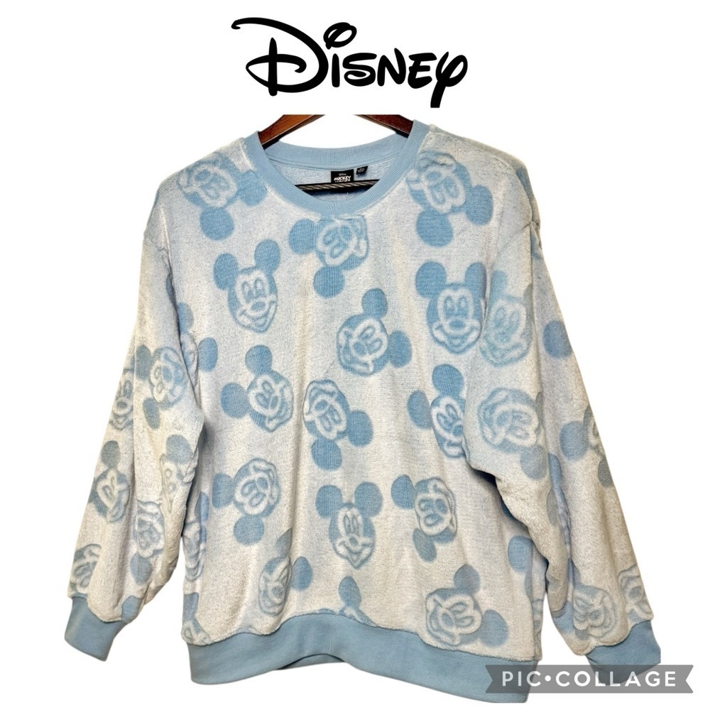 Disney Mickey Mouse Sherpa fleece light blue sweater size XL NWT